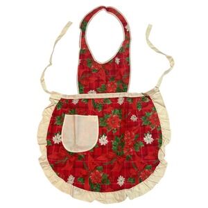 Vintage Christmas Poinsettia Apron with Ruffle Trim by Magic Chef